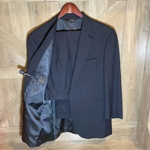 JOS A BANK 1905 2 PC SUIT SZ 43 Blazer Sport Coat Black Pinstripes Excellent!